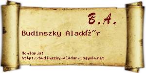 Budinszky Aladár névjegykártya