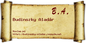 Budinszky Aladár névjegykártya